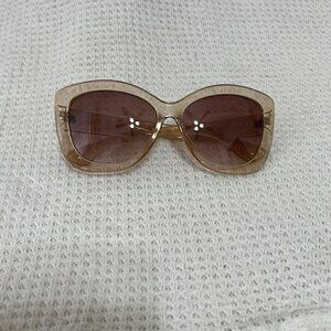 FREYRS Fiona Oversized Cat Eye Sunglasses Champagne Frame Brown Gradient wCase